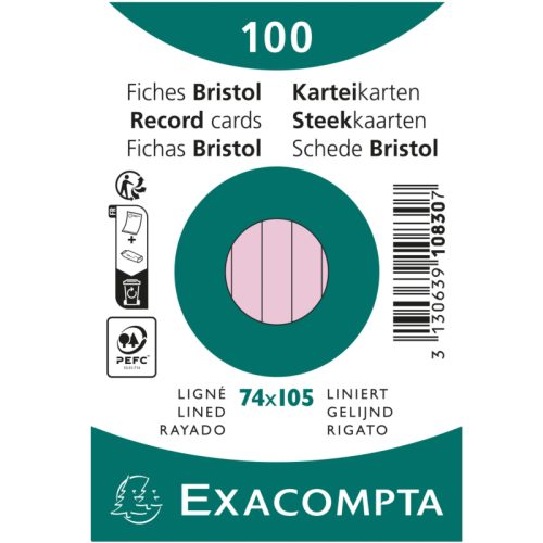 EXACOMPTA Karteikarten A7 liniert 10830SE rosa 100 St&uuml;ck