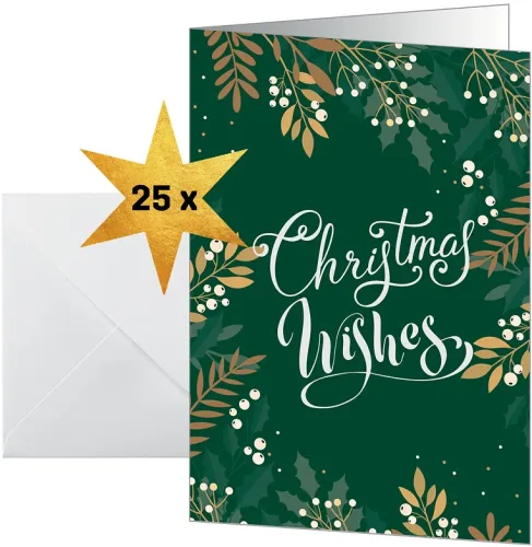 SIGEL Weihnachtskarten A6 DS092 Bl&auml;tter und Zweige 25 St&uuml;ck