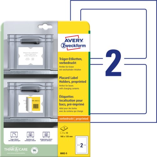 AVERY ZWECKFORM Tr&auml;ger-Etiketten 160x120mm 8002-5 hellgrau 10 Stk./5 Blatt