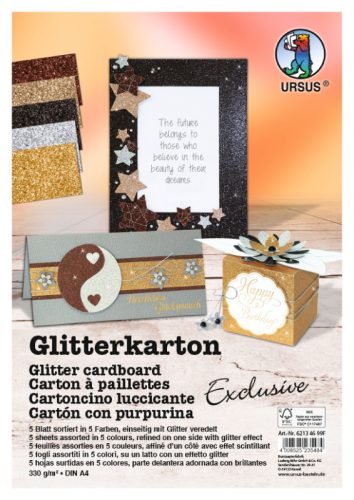 URSUS Fotokarton Exklusive A4 62134699F 300g, glitzer, ass. 5 Blatt