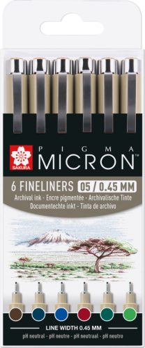 SAKURA Pigma Micron 05 Set 0.45mm POXSDK056B Erdfarbt&ouml;ne 6 St&uuml;ck