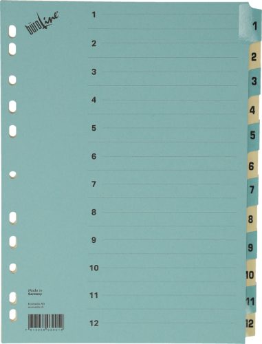B&Uuml;ROLINE Kartonregister blau/beige A4 40550 1-12