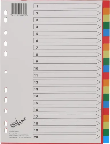 B&Uuml;ROLINE Register PP bunt A4 40985 20tlg.