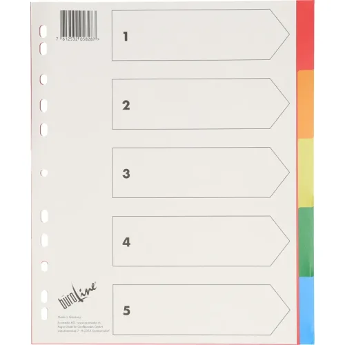 B&Uuml;ROLINE Register PP bunt A4+ 40988 5tlg. &uuml;berbreit