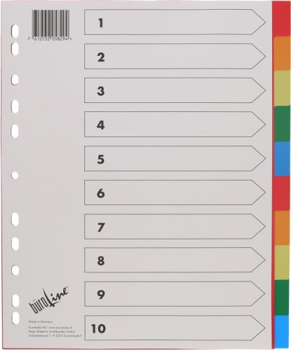 B&Uuml;ROLINE Register PP bunt A4+ 40990 10tlg. &uuml;berbreit