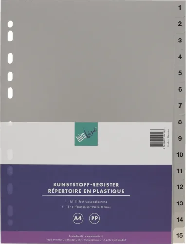 B&Uuml;ROLINE Register PP grau A4 40940 1-15