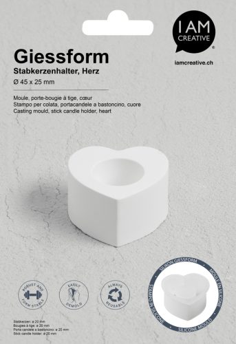 I AM CREATIVE Silikon Giessform 1704.25 Kerzenhalter Herz
