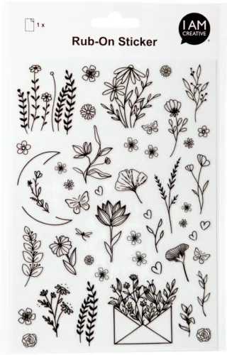 I AM CREATIVE Rub on Sticker A5 4010.58 Blumen