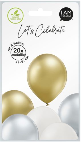 I AM CREATIVE Ballons Metallic Mix 27cm 1000-1058 creme, gold, silber 20 St&uuml;ck