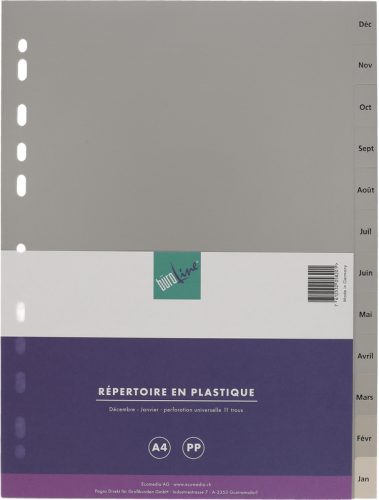 B&Uuml;ROLINE Register PP A4 40955 grau D&eacute;c-Jan FR