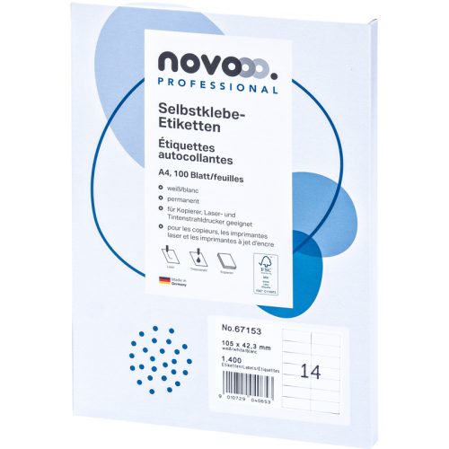 NOVOOO Etiketten 105x42.3 mm 67153 weiss 1400 St&uuml;ck