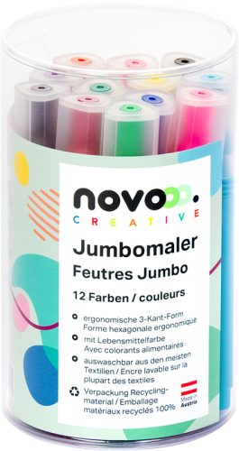 NOVOOO Fasermaler Jumbo 0.5mm 96082000 assortiert, Runddose 12 St&uuml;ck