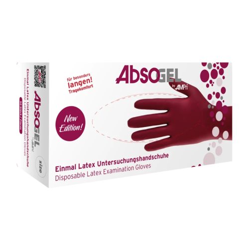 Ampri Absogel Handschuh Latex puderfrei Bordeaux Gr. M 50 Stk.