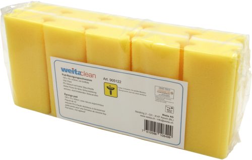 WEITACLEAN Padschwamm 150x70x43mm 5028027 gelb, kratzfrei 10 St&uuml;ck