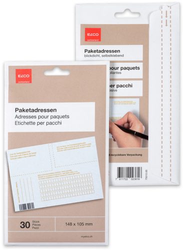 ELCO Paketadressen A6 75010.00 weiss, blickdicht 30 St&uuml;ck