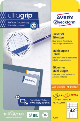 AVERY ZWECKFORM Universal-Etiketten 483x338mm 4789Z weiss 30 Blatt