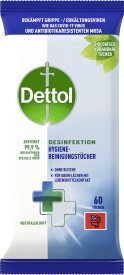 DETTOL Hygiene Reinigungst&uuml;cher 3193971 neutraler Duft 60 St&uuml;ck