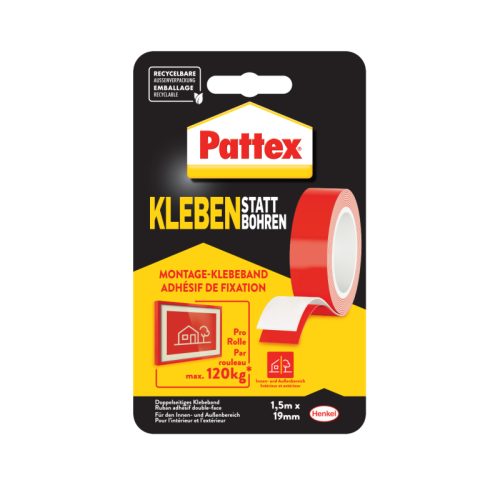 Pattex PXMT2 Doppelseitiges Klebeband Weiß (L x B) 1.5 m x 19 mm 1 Rolle(n)