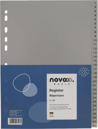 NOVOOO Register PP A4 40943 grau 1-31