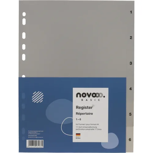 NOVOOO Register PP A4 40933 grau 1-6