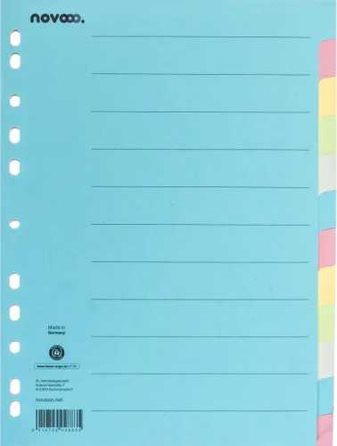 NOVOOO Kartonregister A4 40581 bunt 12-teilig