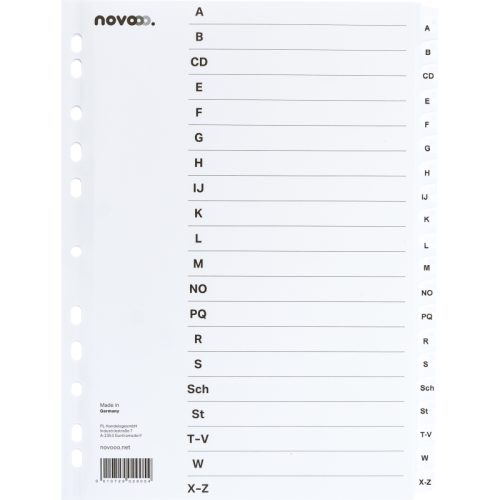 NOVOOO Kartonregister A4 40625 weiss A-Z 20-teilig