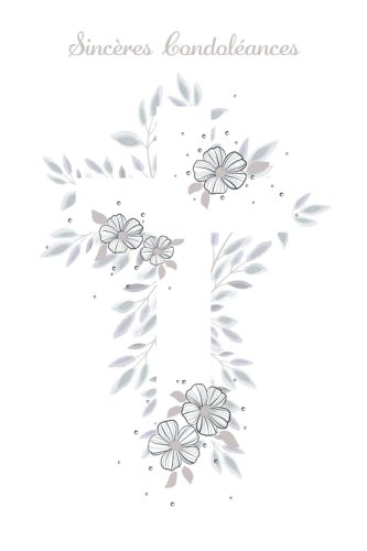 ABC Trauerkarte FR B6 53161 Blumen Kreuz