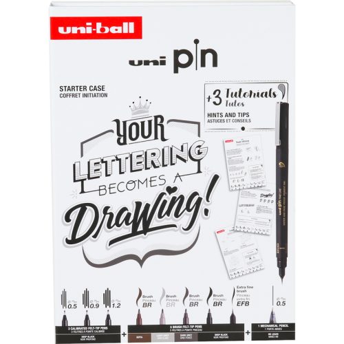 UNI-BALL Fineliner Pin Starter Set UNI PIN 8P S Collection Lettering 9 St&uuml;ck
