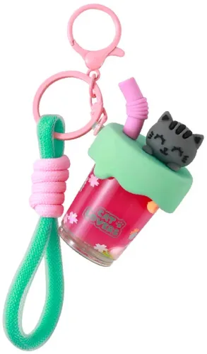 I-TOTAL Schl&uuml;sselanh&auml;nger Bubble Tea XL3079 Grey Cat