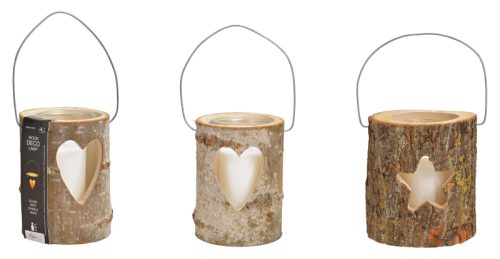 ROOST Holzlaterne 16x18cm 10029002 Herz/Stern,ass. mit Kerze