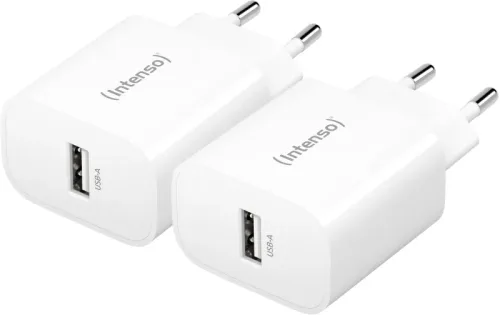 INTENSO Power Adapter W5A Charger 7800522 5W, USB-A, white double pack