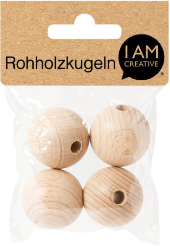 I AM CREATIVE Rohholzkugeln 30mm 4530.3 4 St&uuml;ck