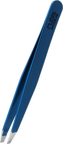 Rubis Pinzette schr&auml;g, blau, Inox