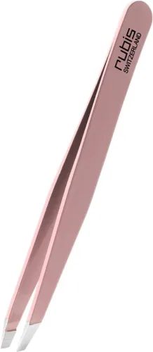 Rubis Pinzette, schr&auml;g, Inox, rosa