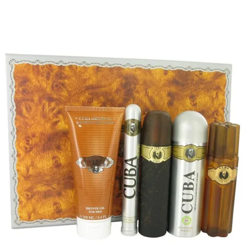 Cuba Gold by Fragluxe Gift Set -- 3.3 oz Eau de Toilette Spray + 3.3 oz After Shave Spray + 6.7 oz Body Deodorant Spray + 6.7 oz Shower Gel +  1.17 oz
