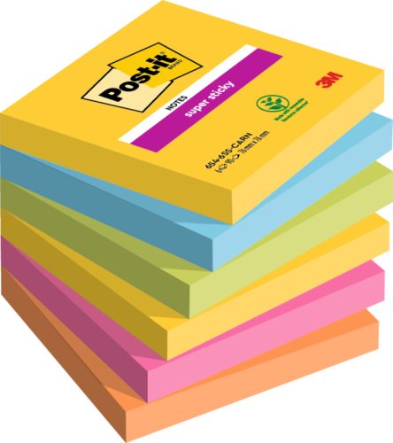 POST-IT Block Super Sticky Rio 6546SSRIO 5-farbig, 6x90 Blatt 76x76mm
