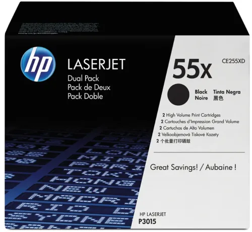 HP Toner-Modul 55X schwarz CE255XD LaserJet P3015 2 St&uuml;ck