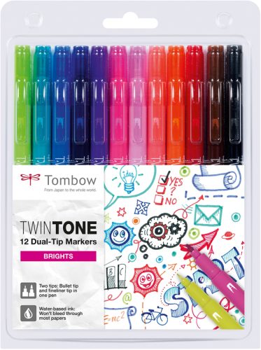 TOMBOW Fasermaler TwinTone Marker WS-PK-12P-1 Helle F. 12-tlg.