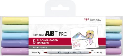 TOMBOW Dual Brush Pen ABT PRO ABTP-5P-2 Pastel Colours Set, 5 St&uuml;ck