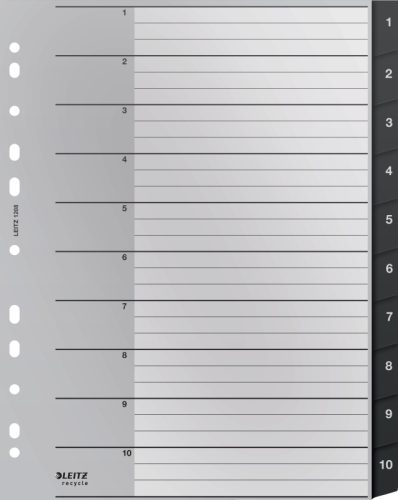 LEITZ Register Recycle PP schwarz A4 1208-00-00 Zahlen 1-10