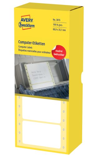 AVERY ZWECKFORM Etiketten 1-bahnig 88,9&times;35,7mm 3615Z weiss, endlos 4000 St&uuml;ck