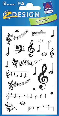 Z-DESIGN Sticker Creative 55151 Musiknoten 3 St&uuml;ck