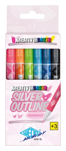 WEDO Marker Silver+Outline 1-2mm 252600699 Set 6 St&uuml;ck