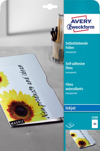 AVERY ZWECKFORM Ink-Jet Folien A4 2500Z 0,17mm,selbstklebend 10 Blatt