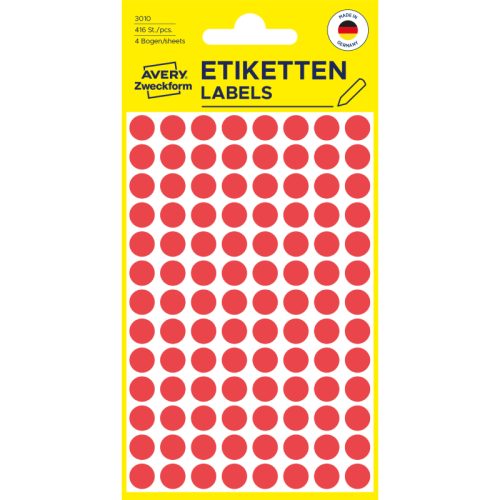 AVERY ZWECKFORM Markierungspunkte rot 3010 8mm 416 St&uuml;ck