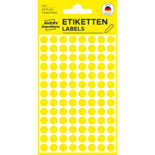 AVERY ZWECKFORM Markierungspunkte gelb 3013 8mm 416 St&uuml;ck