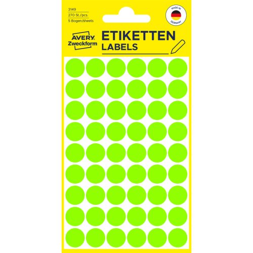 AVERY ZWECKFORM Markierungspunkte 12mm 3149Z gr&uuml;n 270 St&uuml;ck
