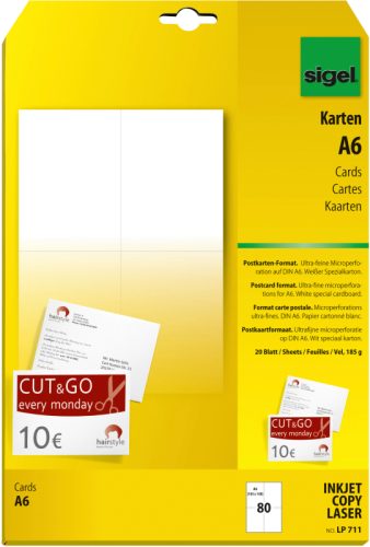 SIGEL Postkarten A6 LP711 weiss, 185g 80 St&uuml;ck
