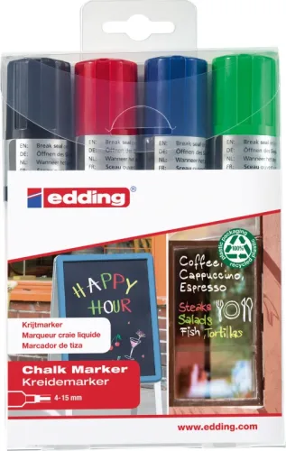 EDDING Windowmarker 4090 4-15mm 4090-E4 4 Farben ass., basic
