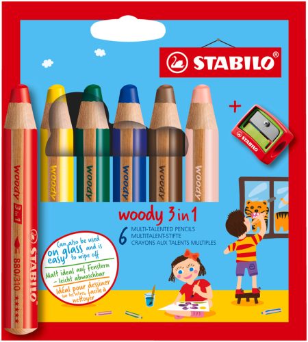 STABILO Farbstifte Woody 3 in 1 8806-2 6 Farben Etui